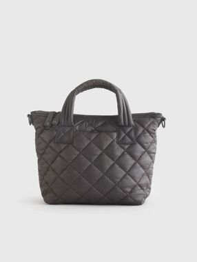 QUINCE Transit Quilted Small Crossbody Tote Charcoal EUC